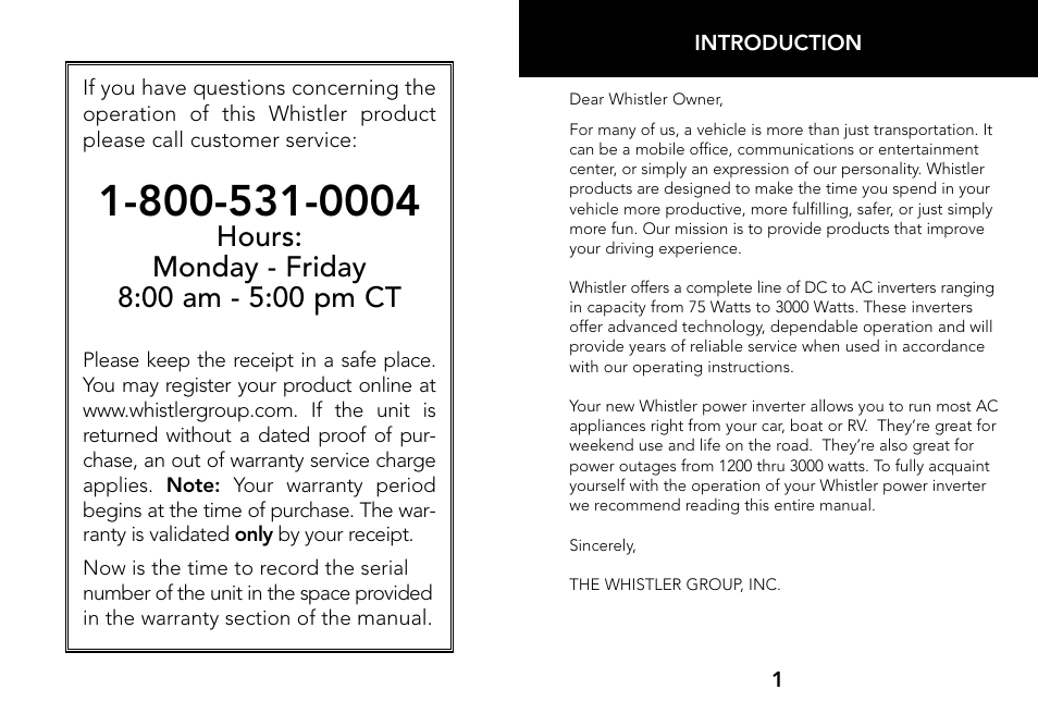 Whistler 2000 WATT User Manual | Page 2 / 18