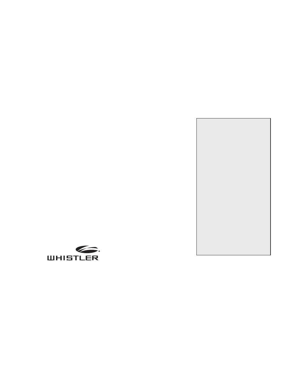 Whistler XTR-430 User Manual | 9 pages