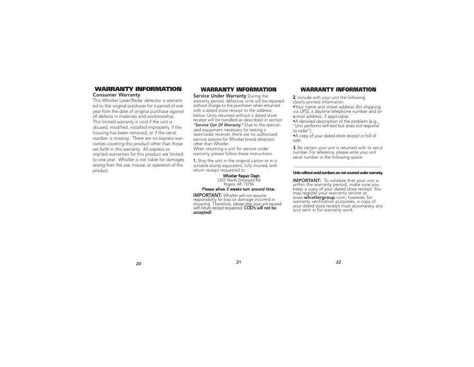 Whistler XTR-105 User Manual | Page 8 / 9