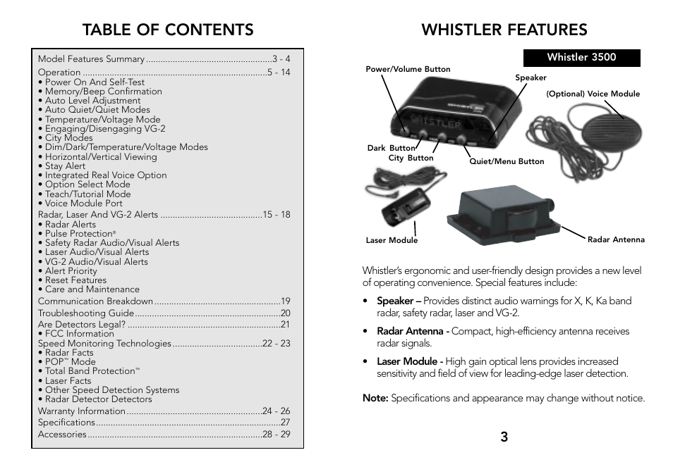 Whistler 3500 User Manual | Page 3 / 16