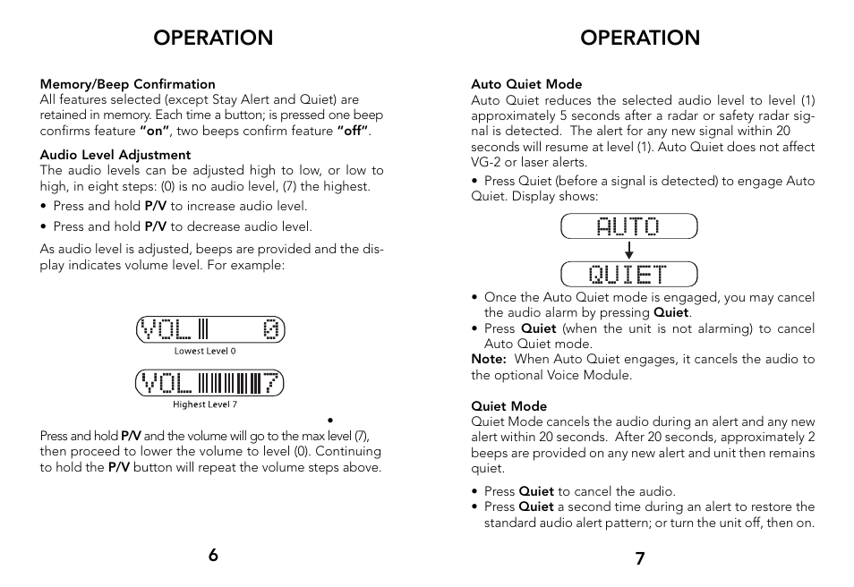 Operation | Whistler 3500 User Manual | Page 5 / 16