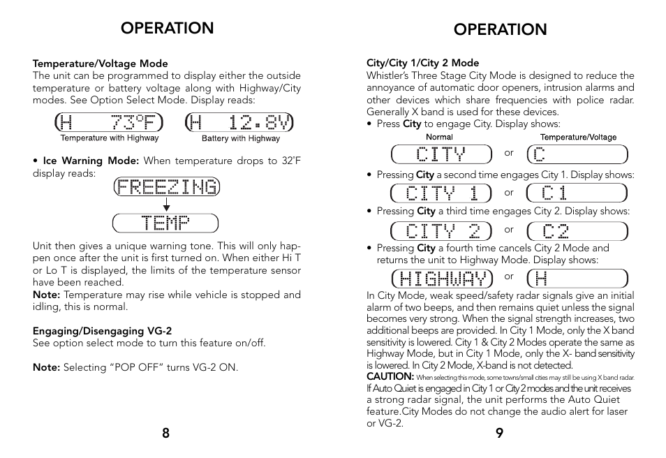 Operation | Whistler 3500 User Manual | Page 6 / 16