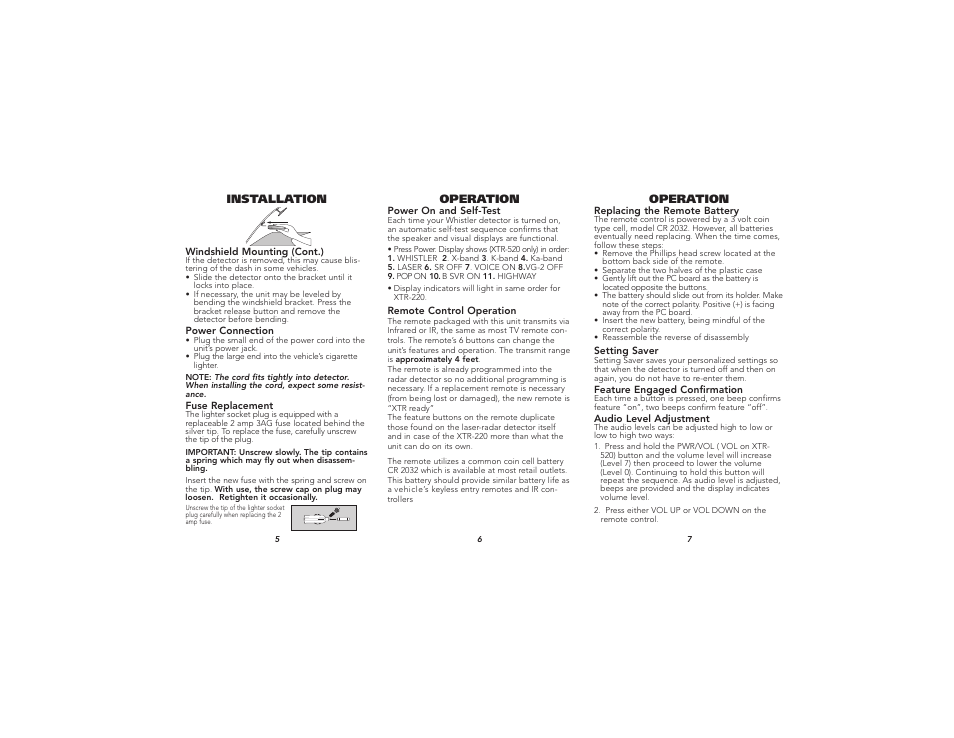 Whistler XTR-220 User Manual | Page 3 / 9