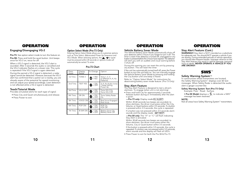 Operation operation operation operation | Whistler Pro-58/73 User Manual | Page 4 / 8