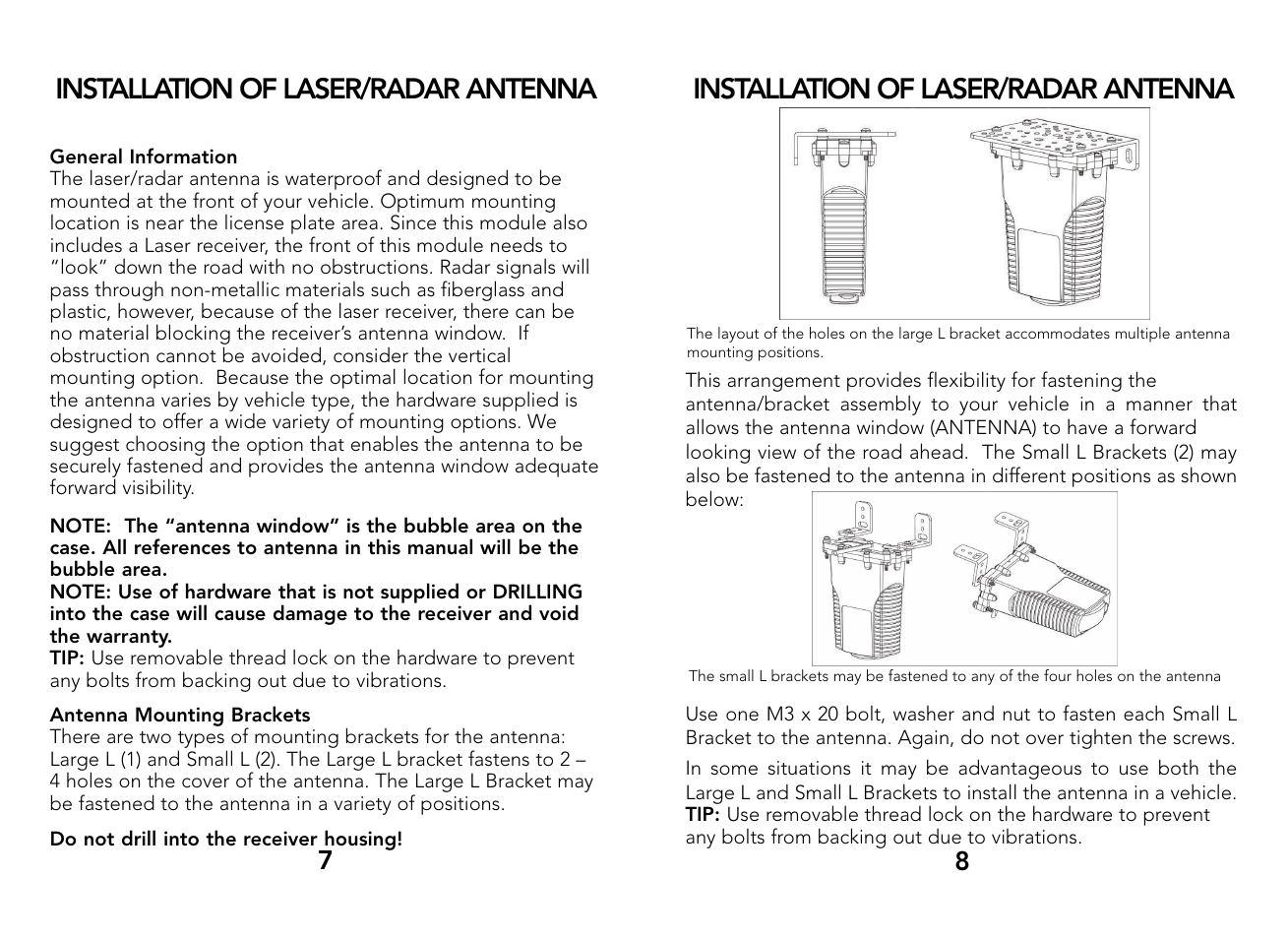 Installation of laser/radar antenna | Whistler PRO-3600 User Manual | Page 5 / 13