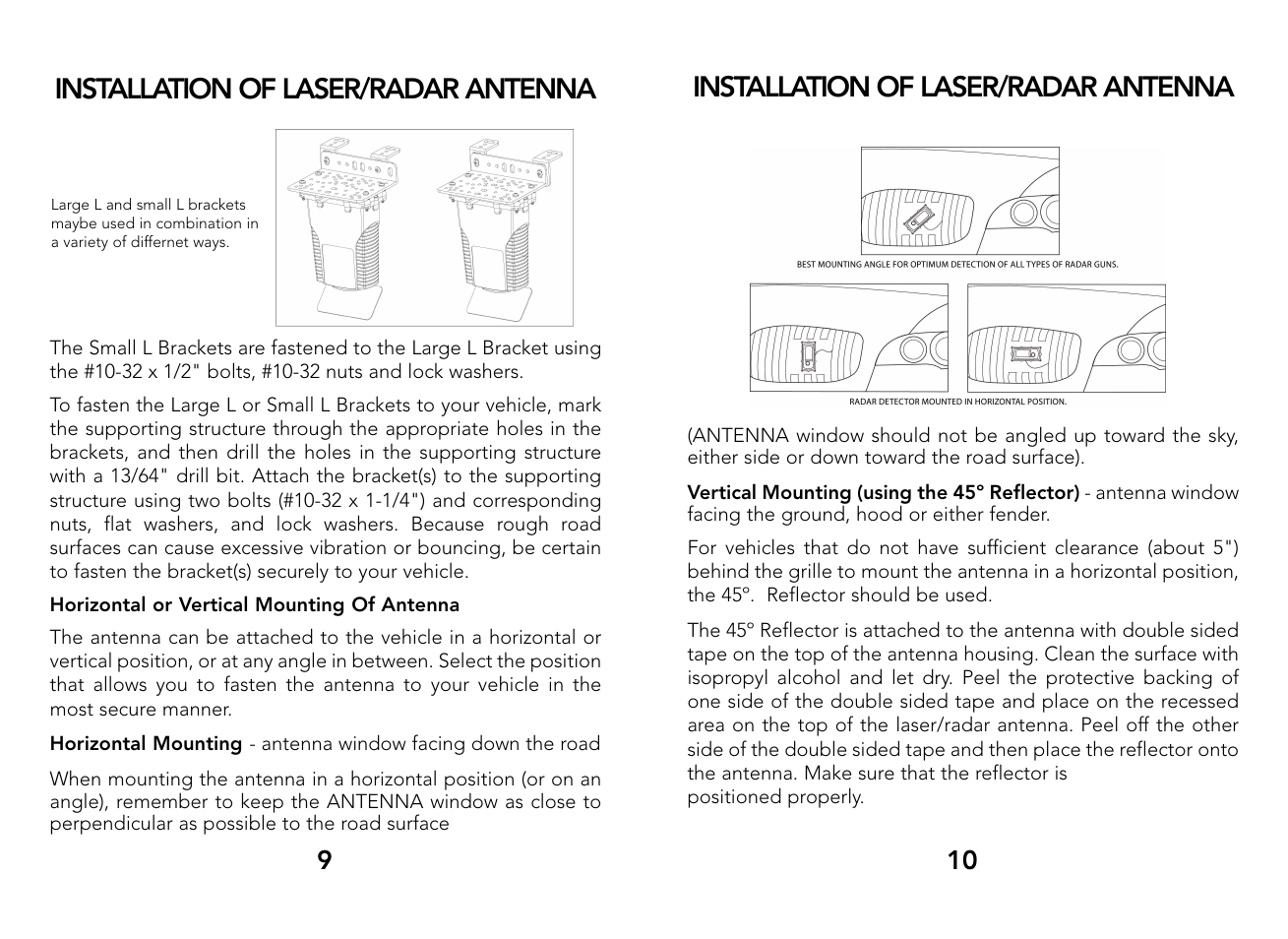 Installation of laser/radar antenna | Whistler PRO-3600 User Manual | Page 6 / 13