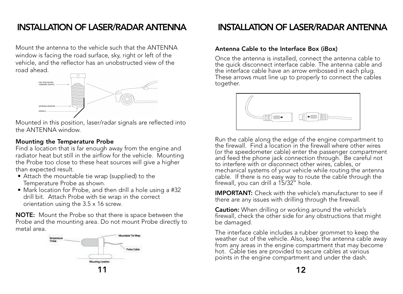 Installation of laser/radar antenna | Whistler PRO-3600 User Manual | Page 7 / 13