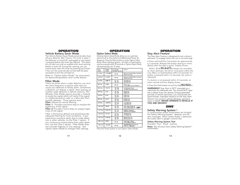 Operation | Whistler PRO-78 User Manual | Page 5 / 9
