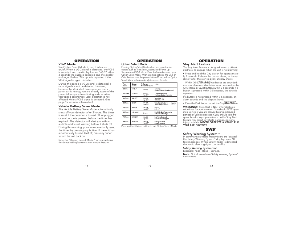 Operation | Whistler XTR-500 User Manual | Page 5 / 9