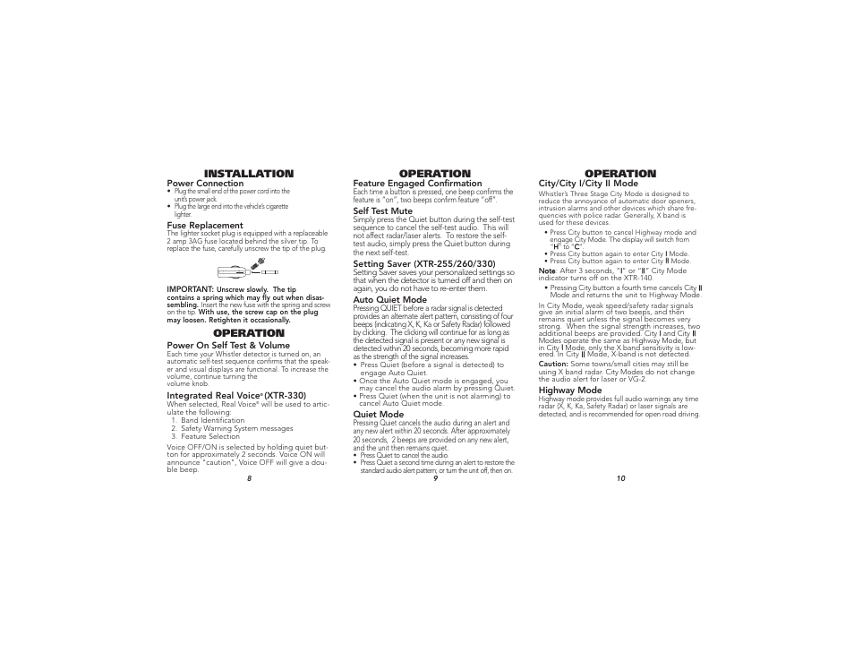 Whistler XTR-260 User Manual | Page 4 / 9