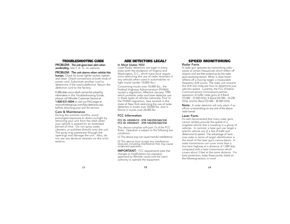Whistler XTR-260 User Manual | Page 7 / 9