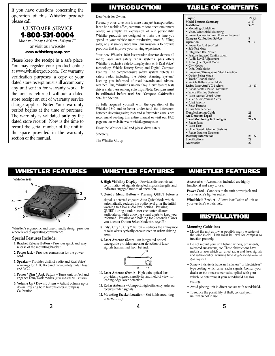 Whistler 1640 User Manual | Page 2 / 7