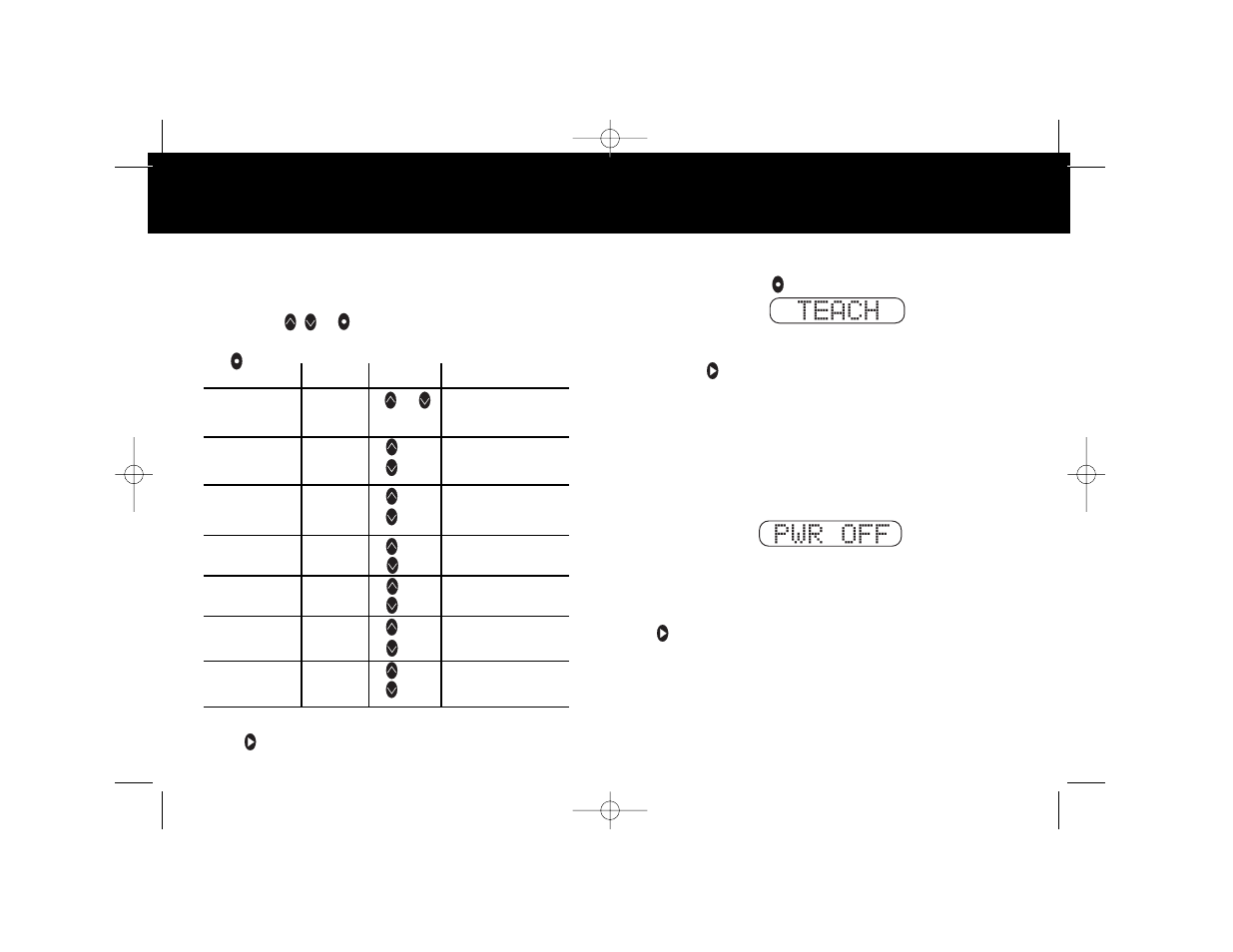 Teach, Pwr off, Operation | Operation 16 17 | Whistler 1785 User Manual | Page 10 / 18