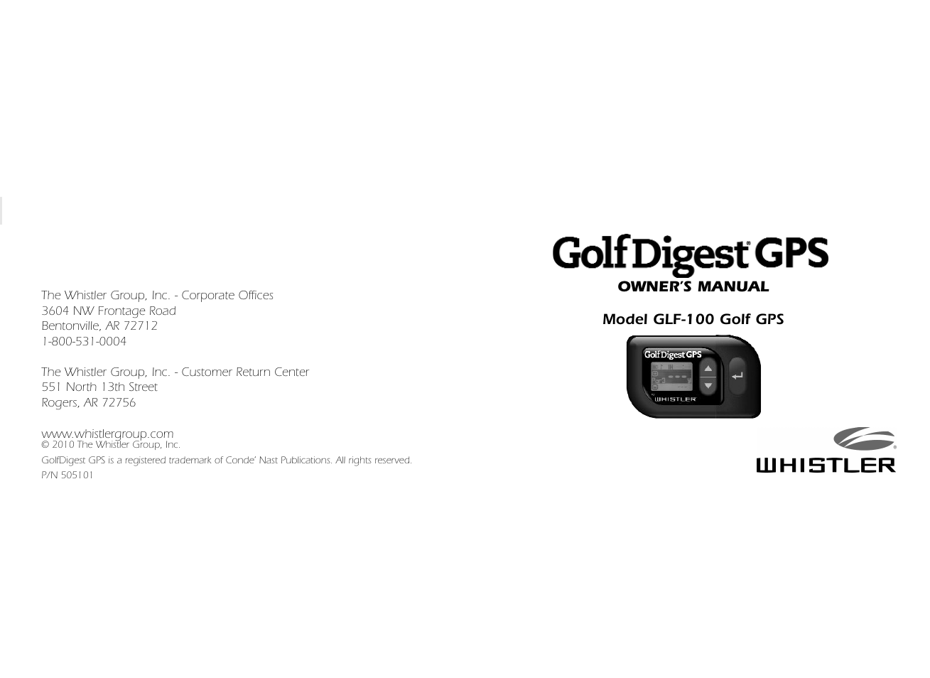 Whistler GOLFDIGEST GLF-100 User Manual | 22 pages