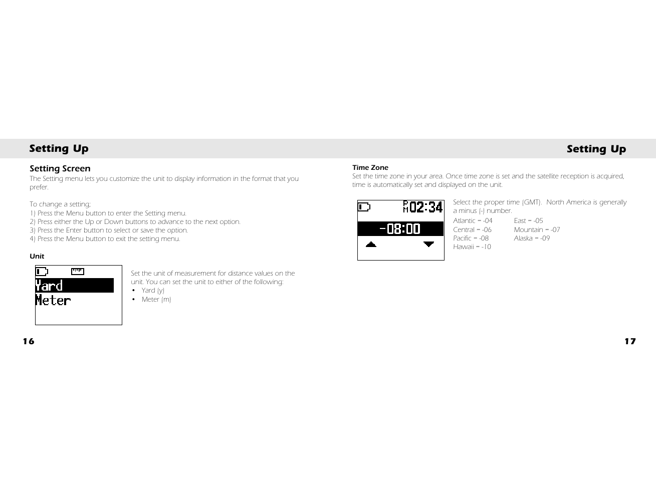 Setting up | Whistler GOLFDIGEST GLF-100 User Manual | Page 10 / 22