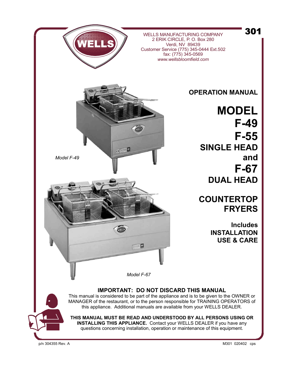 Wells F-49 User Manual | 14 pages