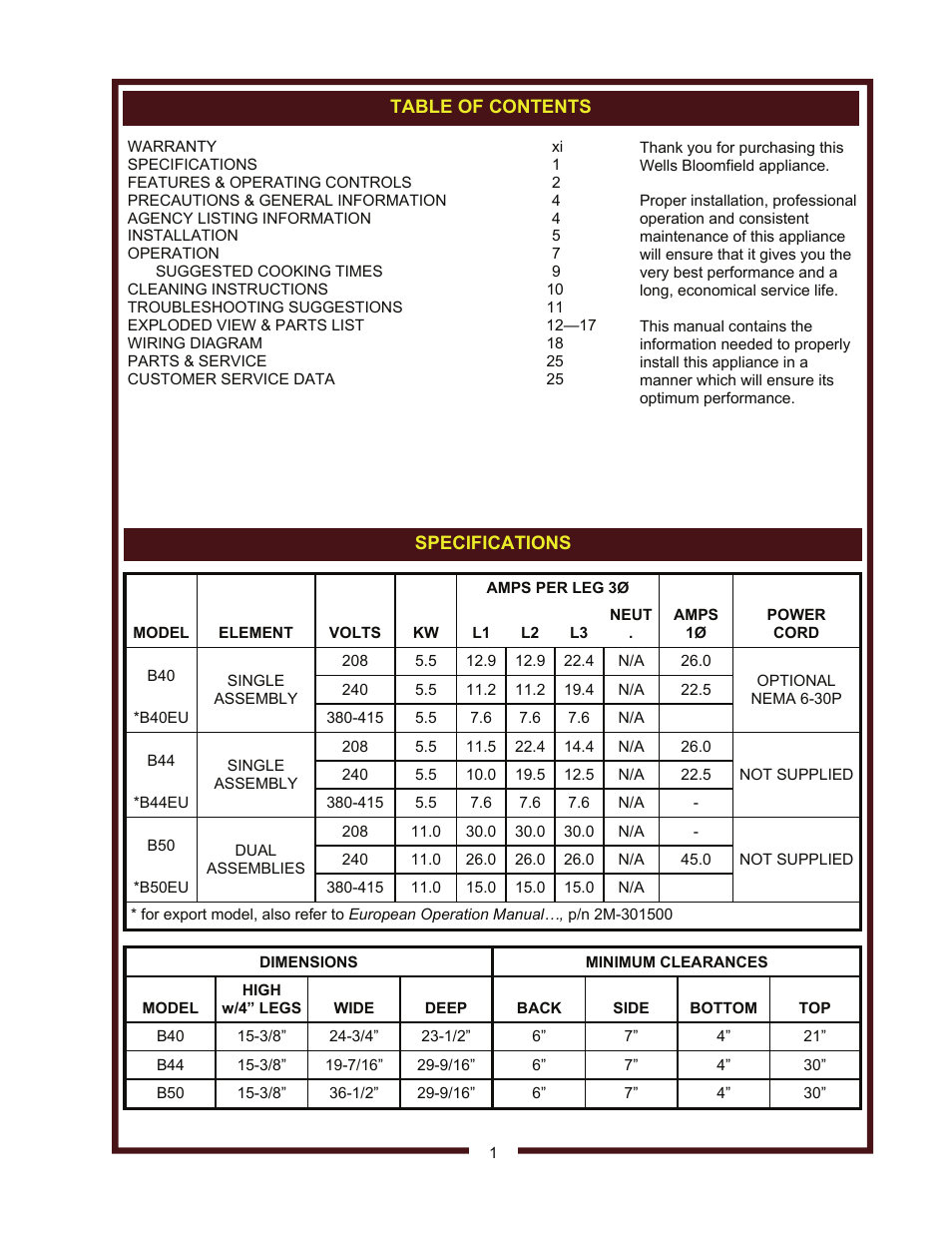 Wells B-50 User Manual | Page 3 / 28