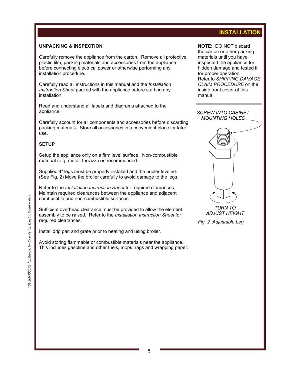 Installation | Wells B-50 User Manual | Page 7 / 28