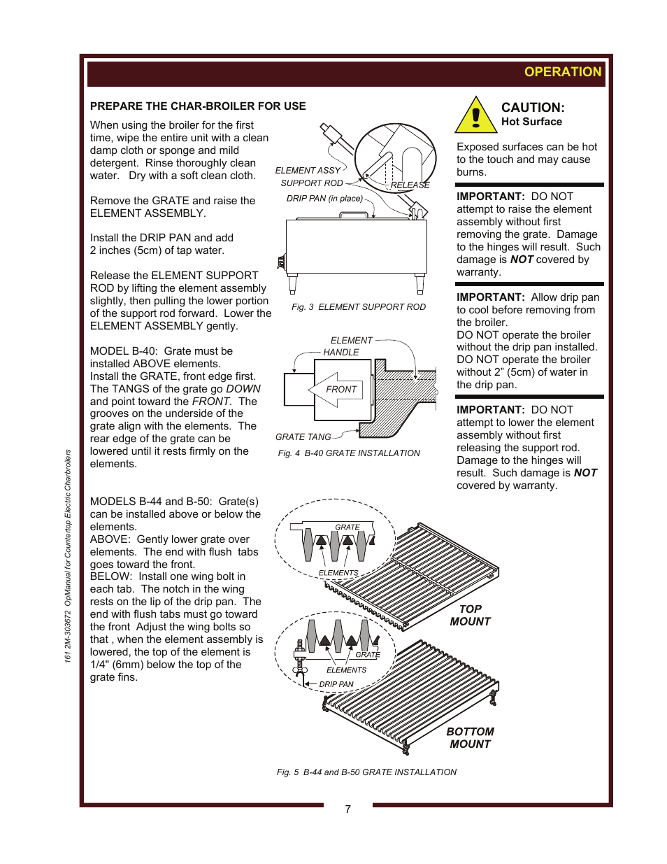 Operation, Caution | Wells B-50 User Manual | Page 9 / 28