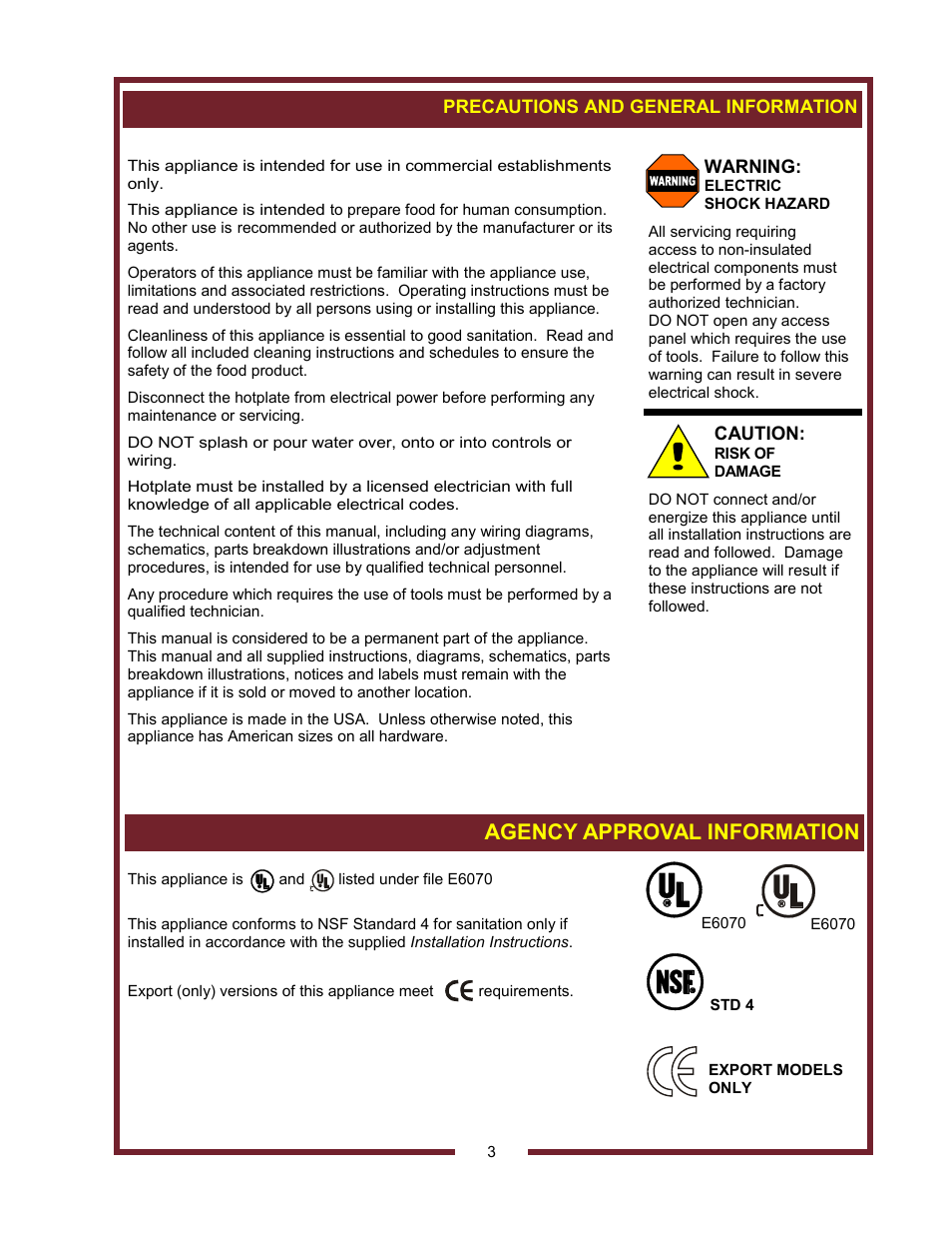 Agency approval information | Wells HC-1006 User Manual | Page 5 / 12