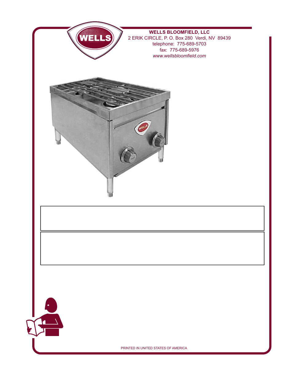 Wells COUNTER TOP GAS HOTPLATE H-2412G User Manual | 16 pages