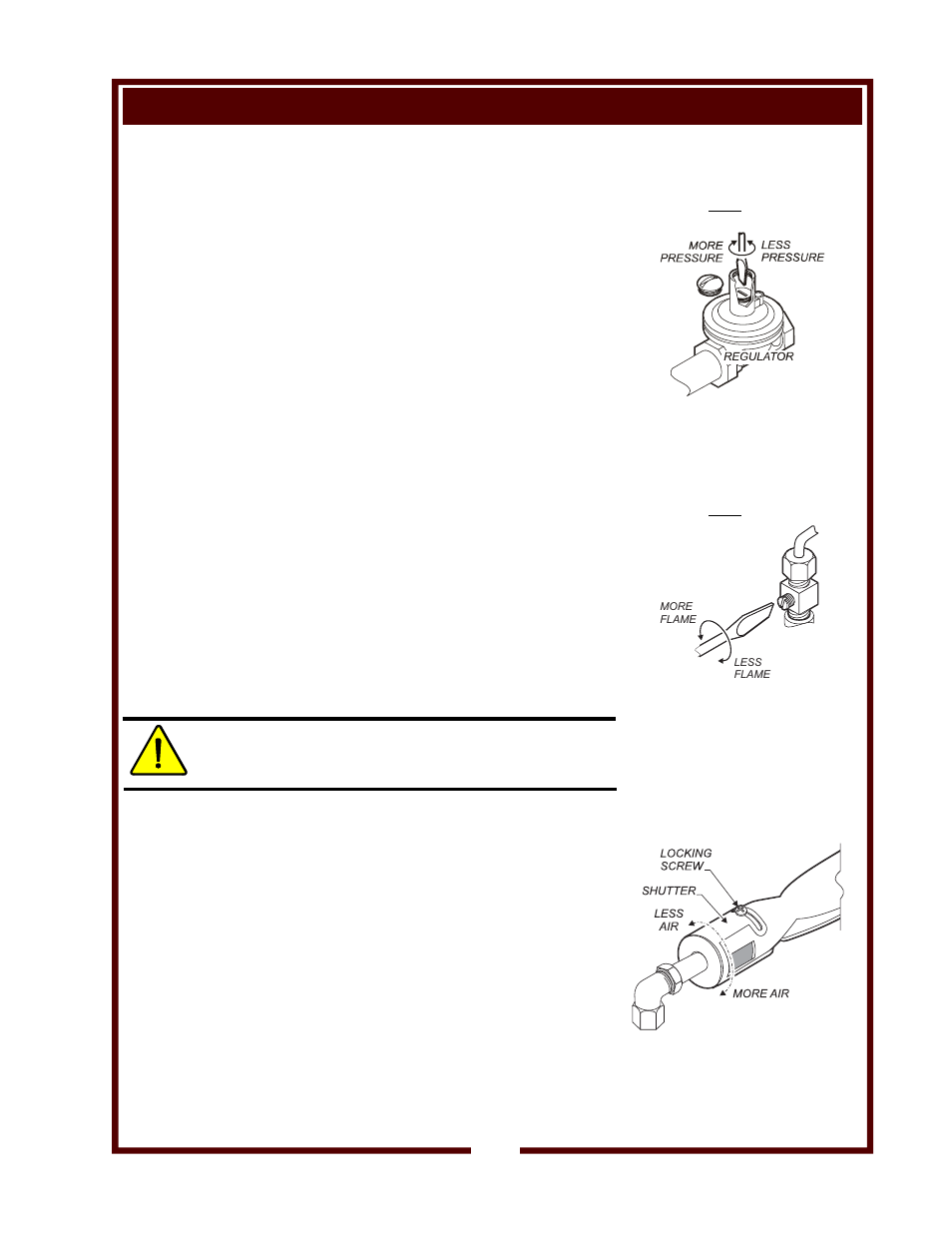 Initial adjustment, Caution | Wells COUNTER TOP GAS HOTPLATE H-2412G User Manual | Page 9 / 16