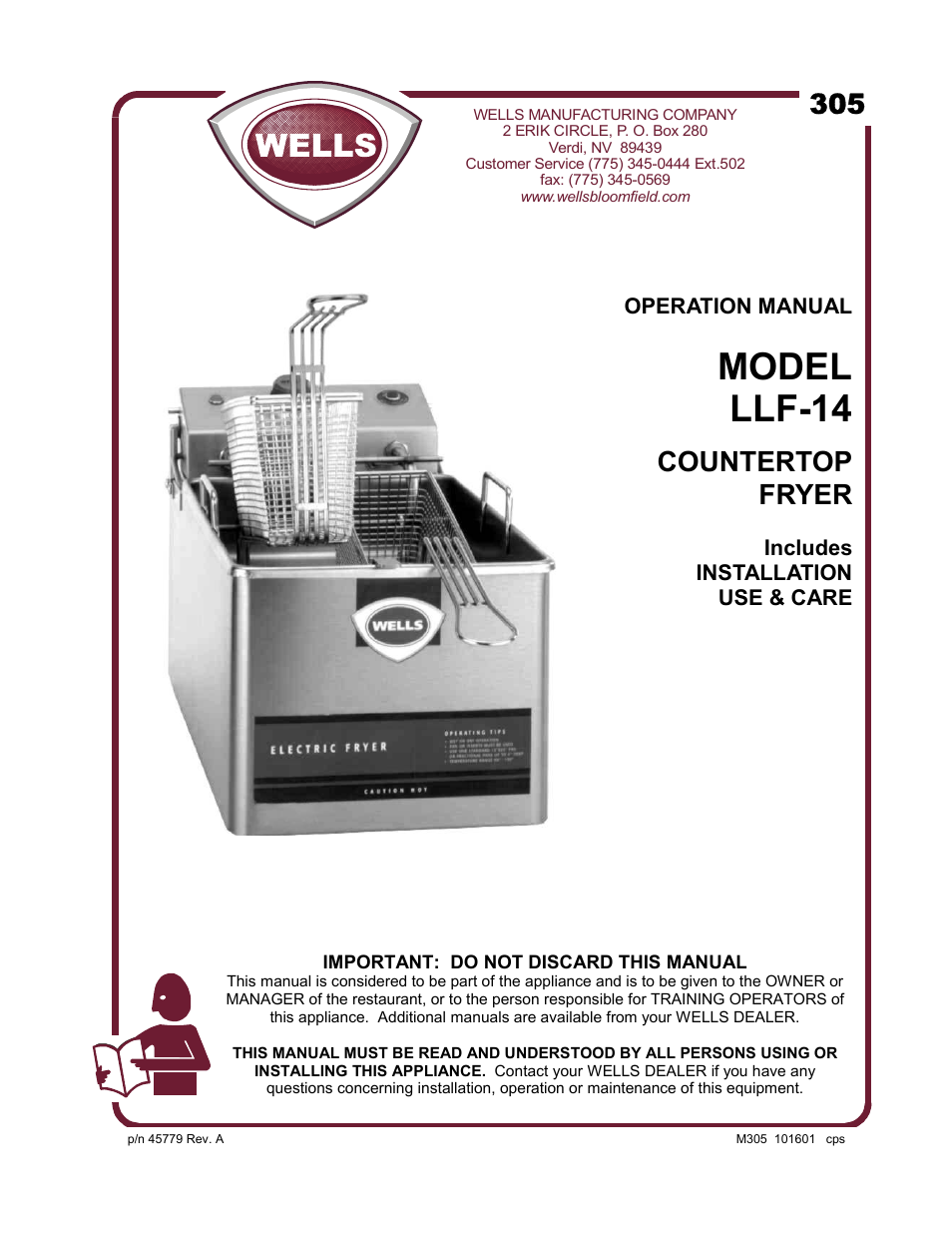 Wells Model LLF-14 User Manual | 14 pages