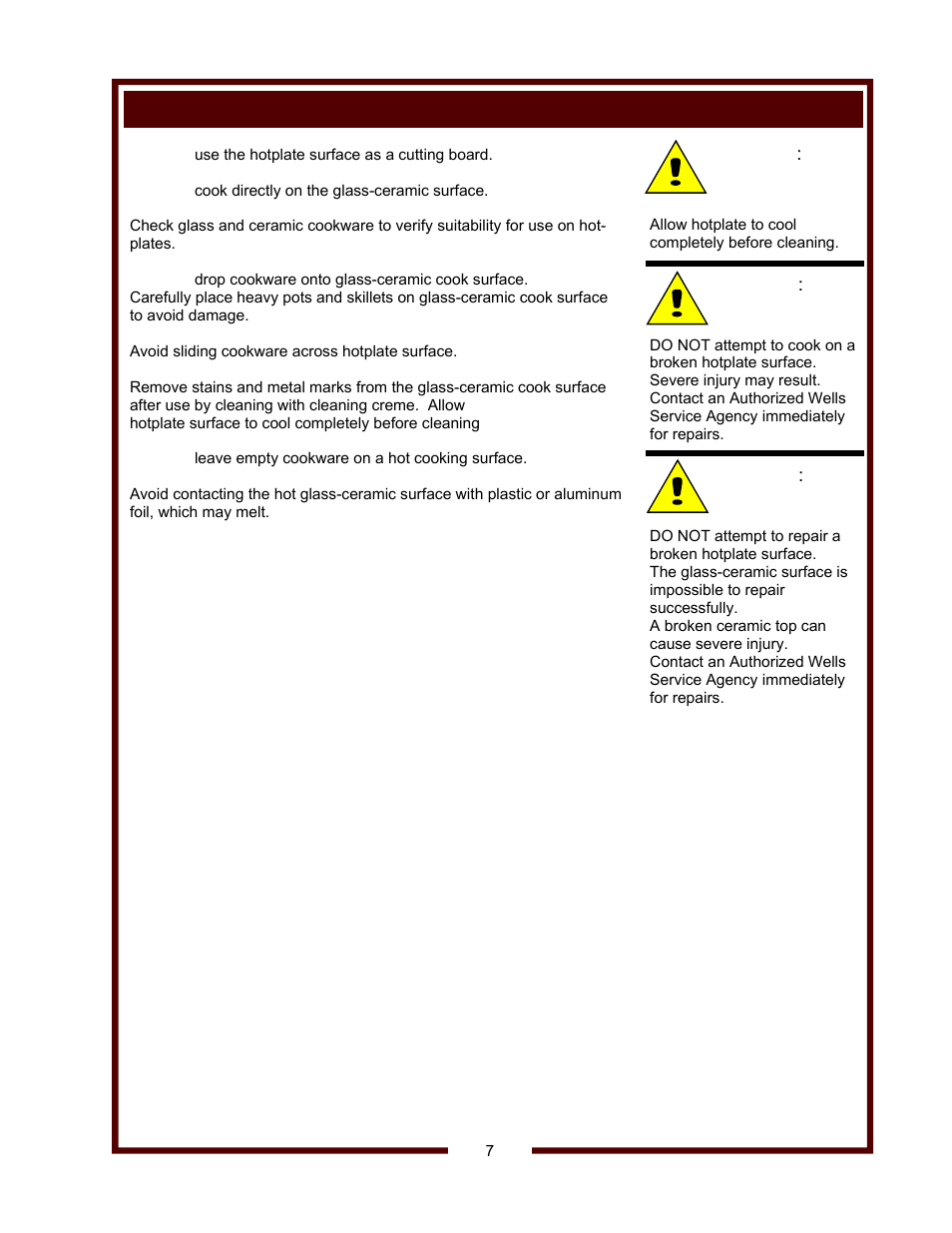 Wells BUILT-IN CERAMIC HOTPLATES HC-1006 User Manual | Page 9 / 12