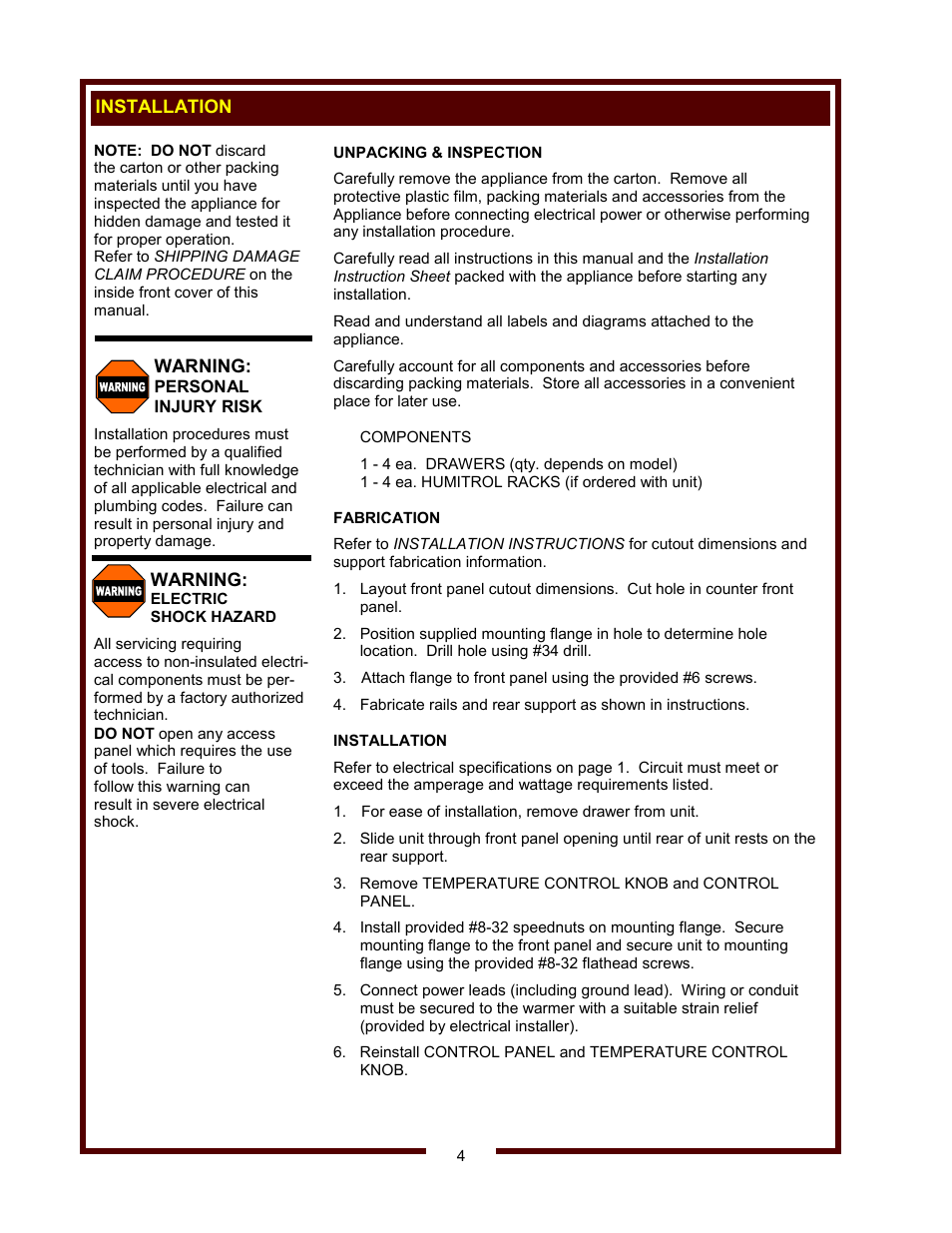 Wells RW-16 thru RW-36 User Manual | Page 6 / 14