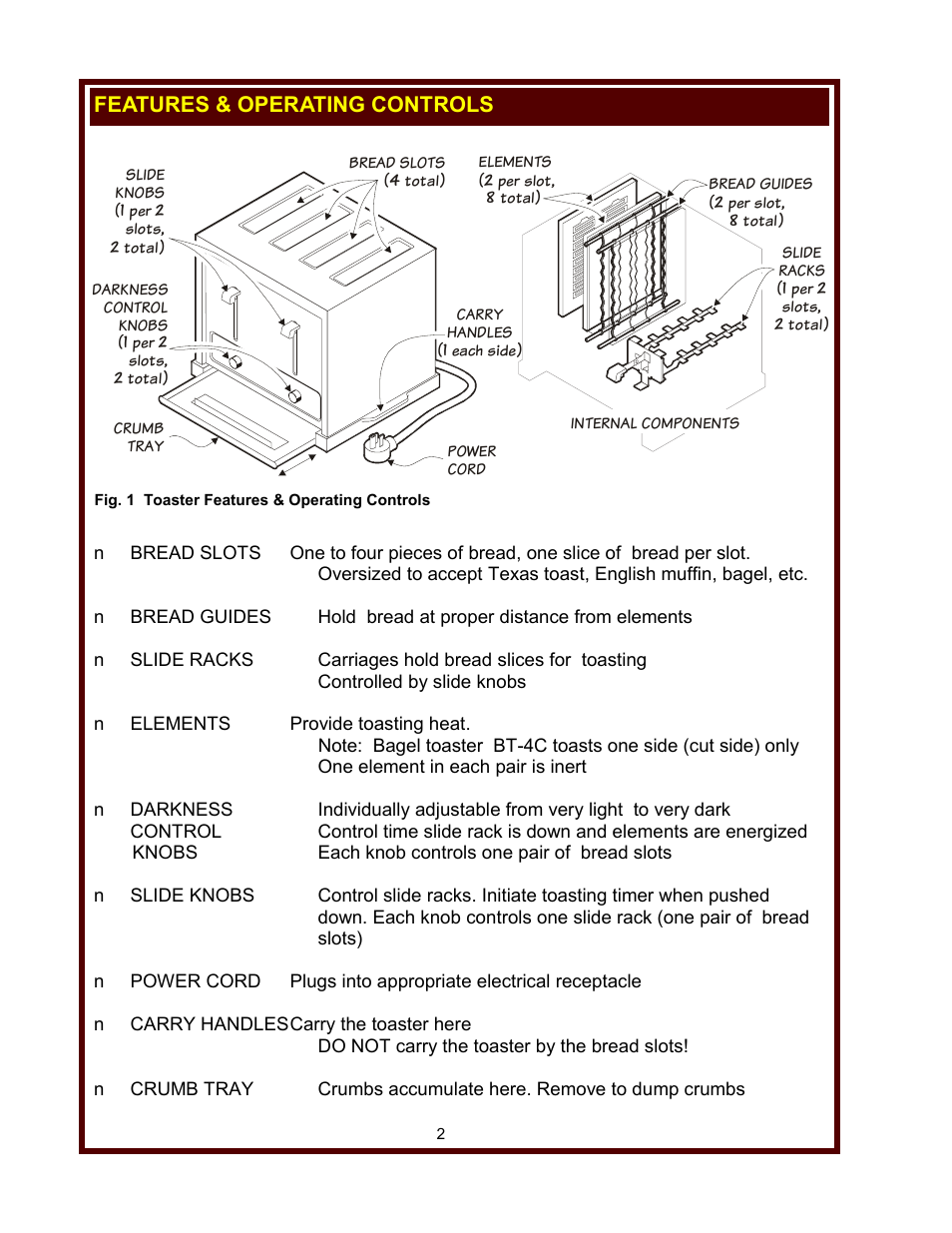 Features & operating controls | Wells T-4C User Manual | Page 4 / 12