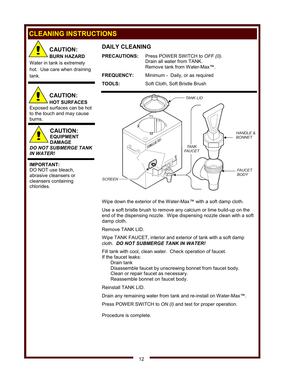 Cleaning instructions | Wells WM-TR User Manual | Page 14 / 20