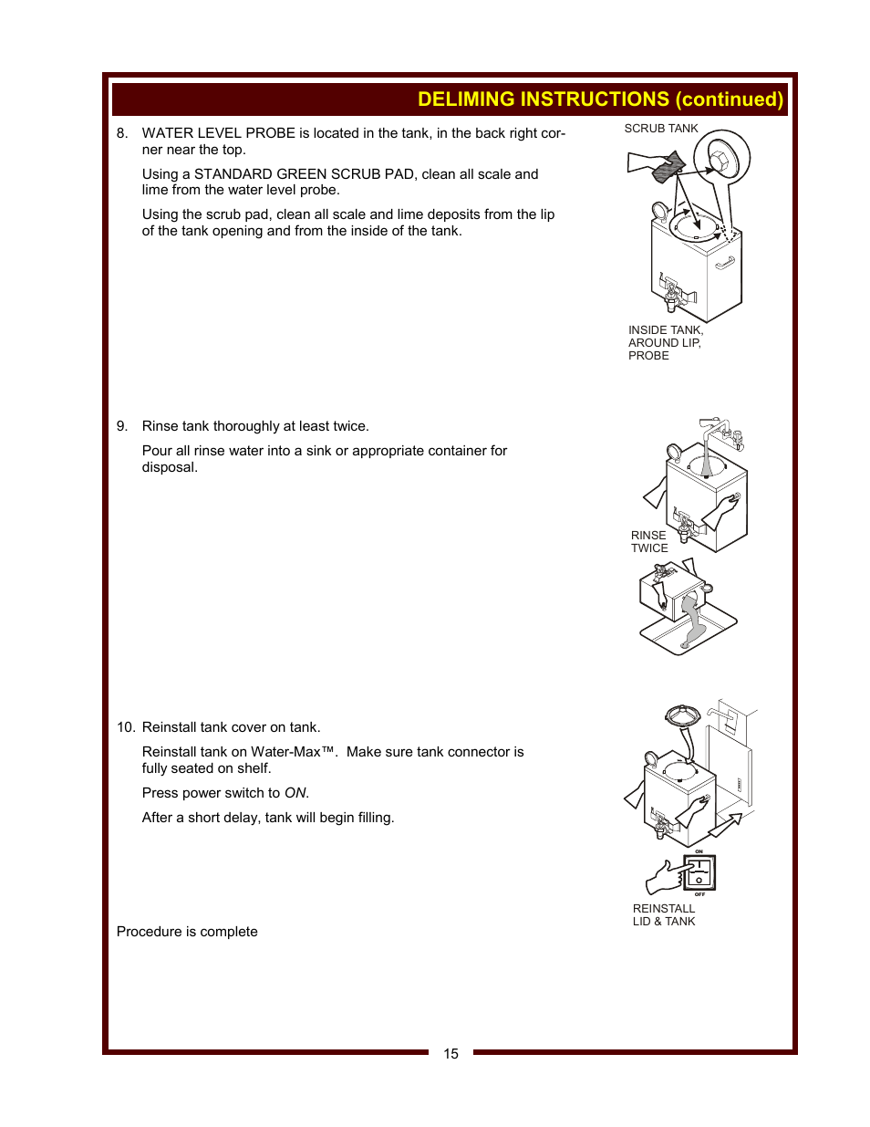 Deliming instructions (continued) | Wells WM-TR User Manual | Page 17 / 20