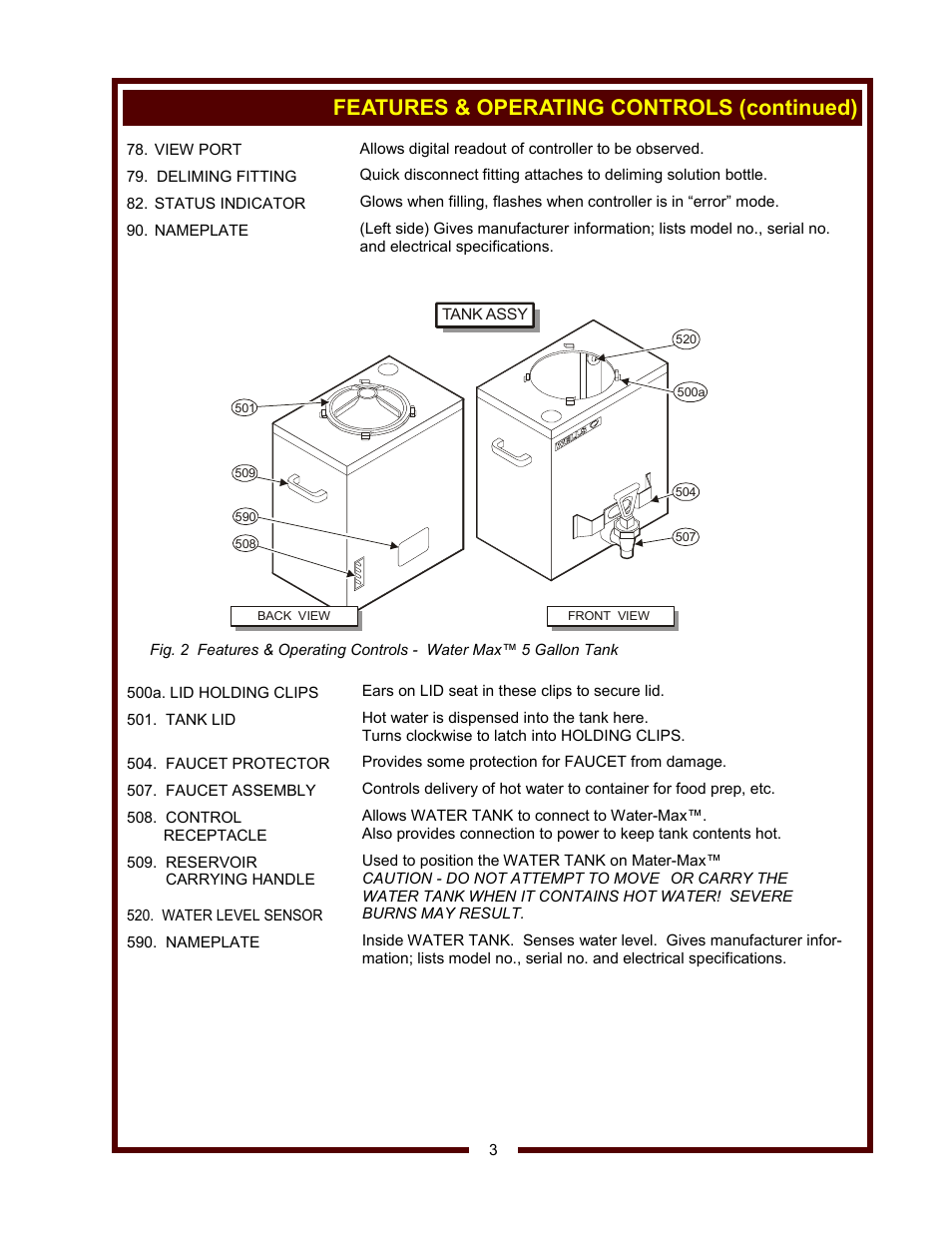 Features & operating controls (continued) | Wells WM-TR User Manual | Page 5 / 20