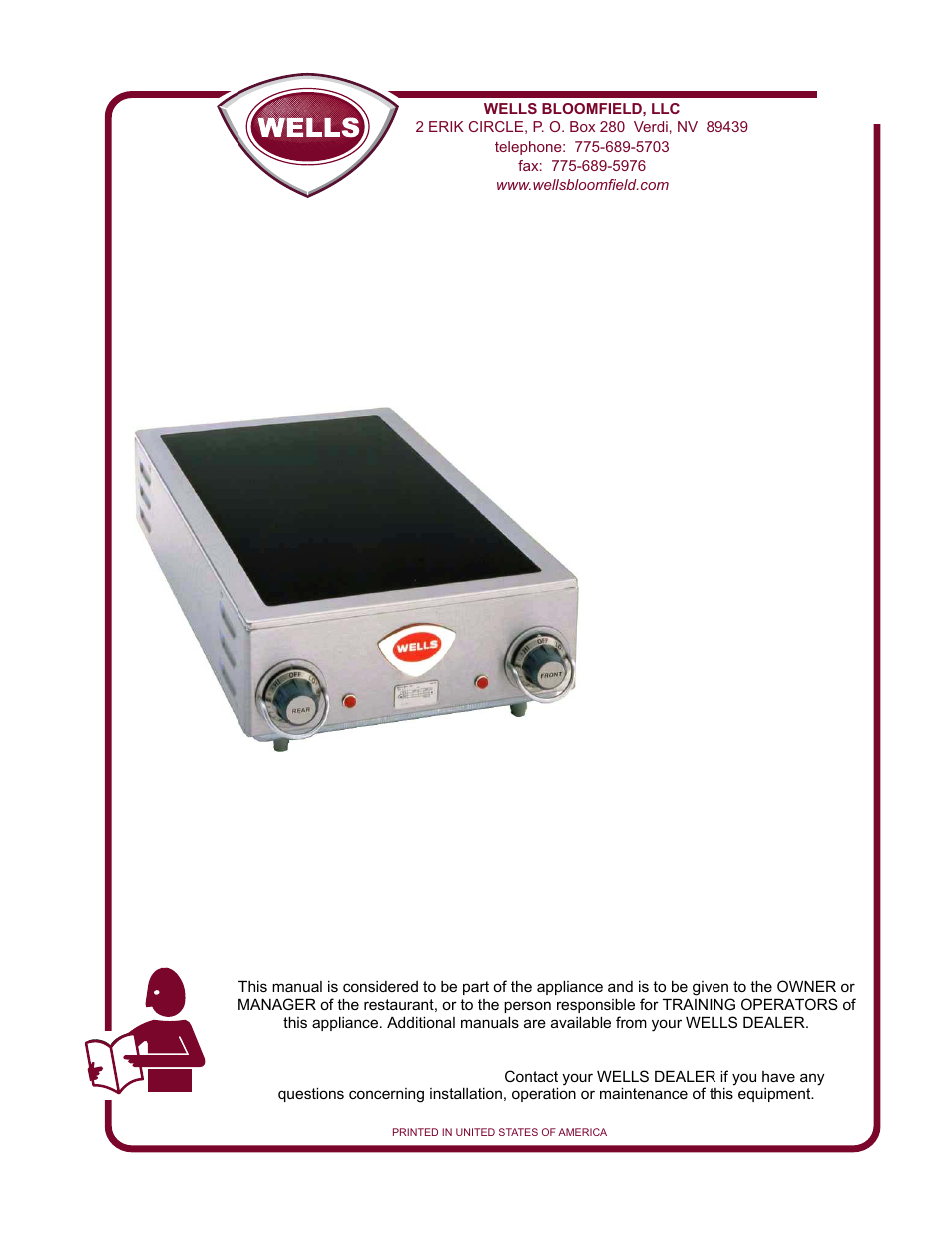 Wells Coutertop Ceramic Hot Plates HC-100 User Manual | 12 pages