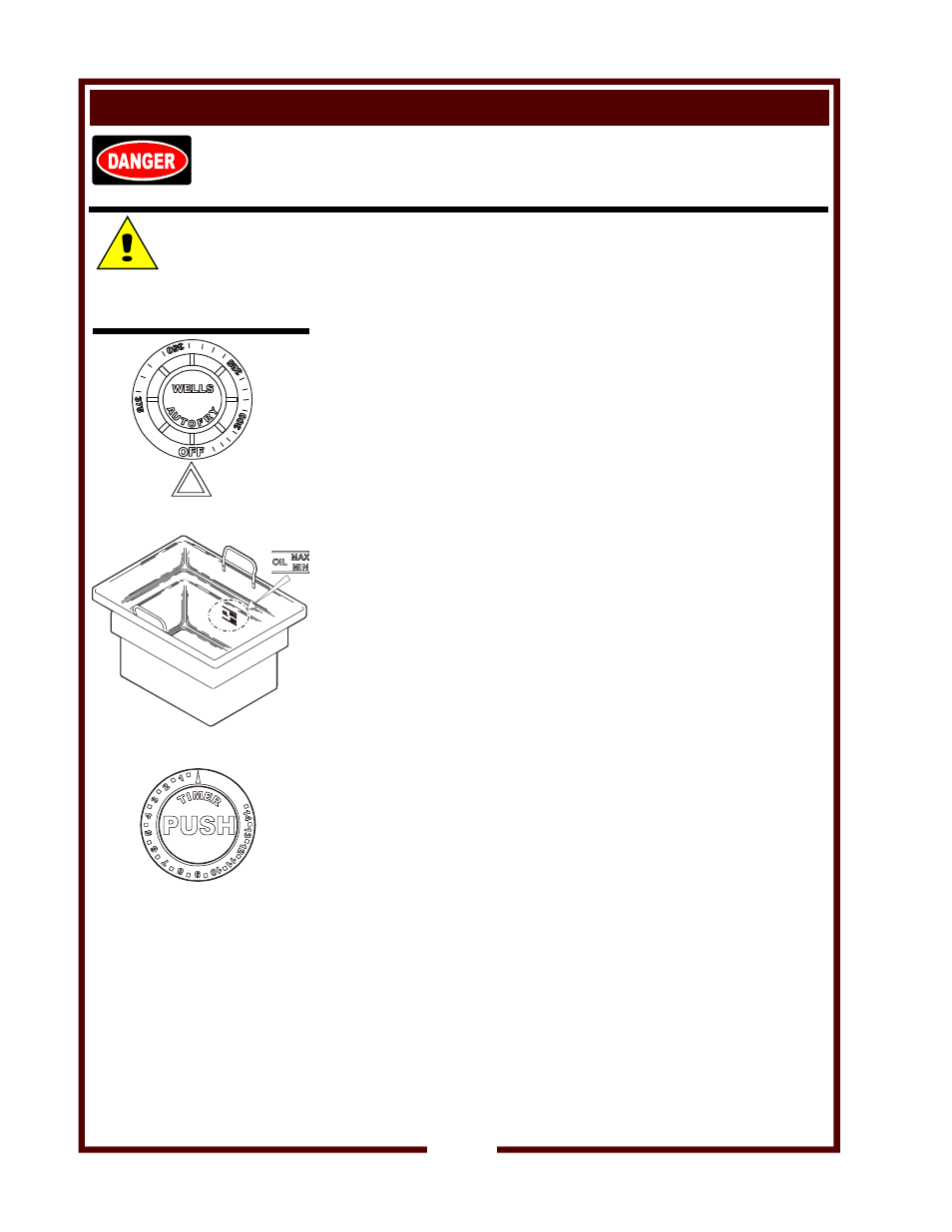 Operation (continued), Fryer operation, Danger | Caution | Wells WVF-886 User Manual | Page 16 / 34