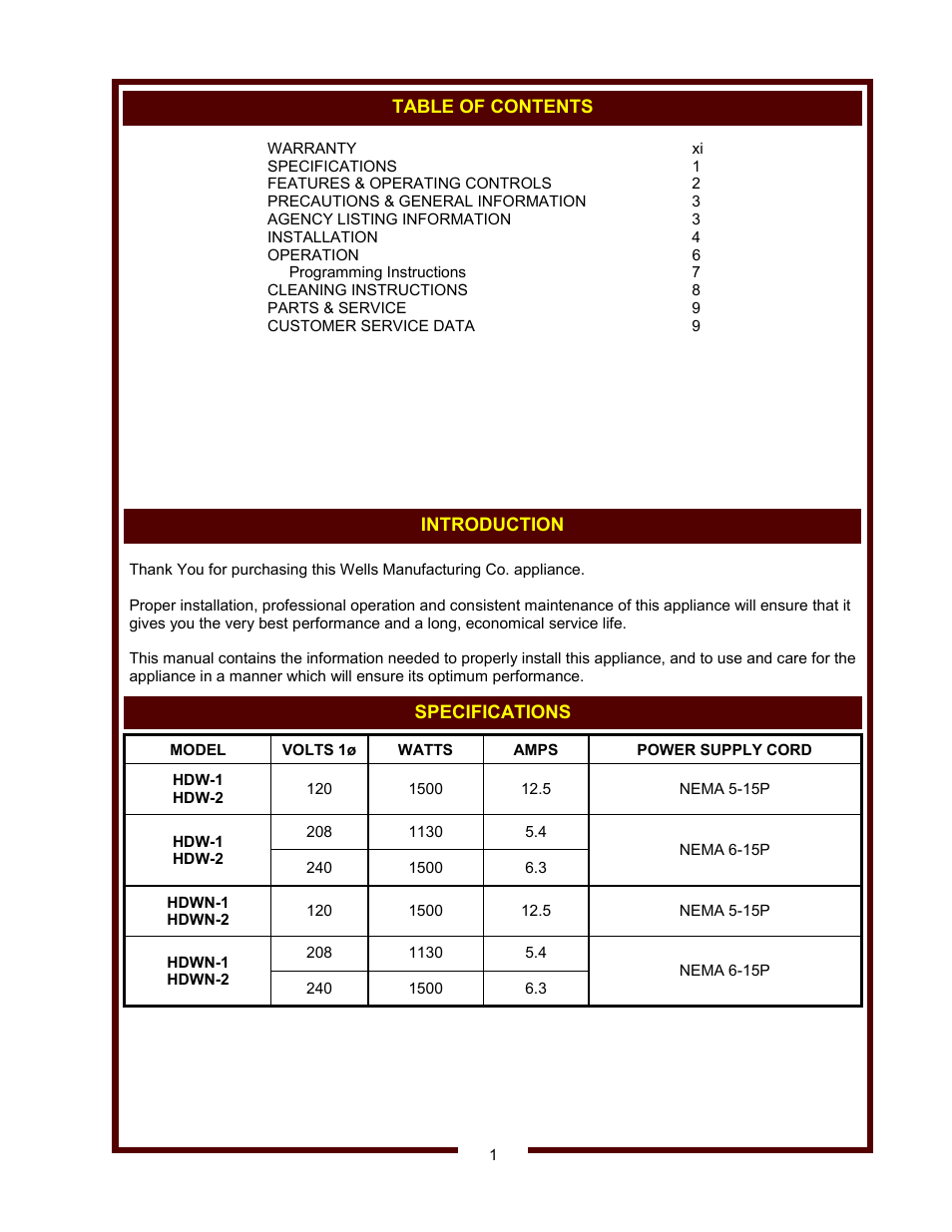 Wells HDW-2 User Manual | Page 3 / 14