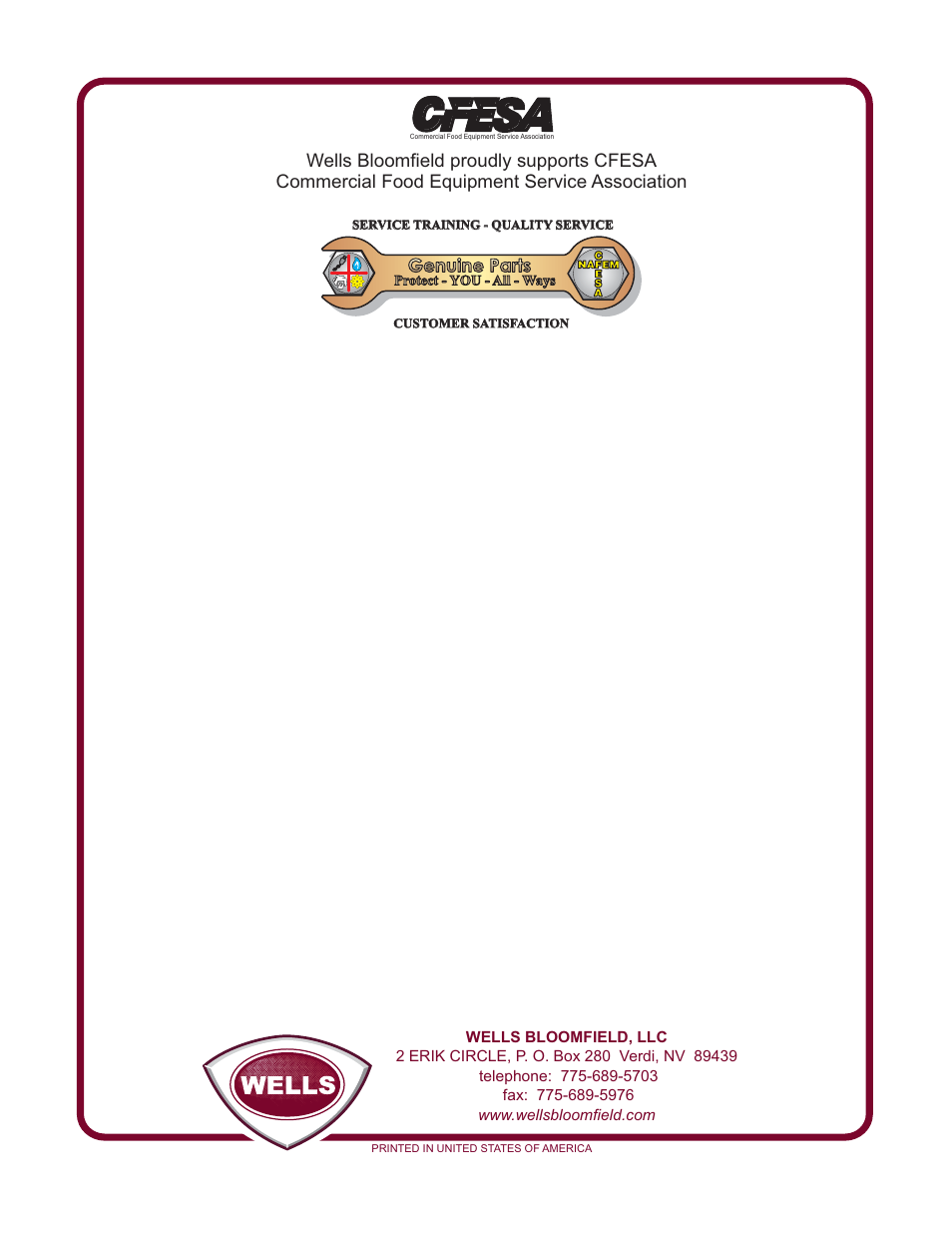 Genuine parts | Wells VENTLESS CONVECTION OVEN WITH GRIDDLE/HOTPLATE COOKTOP WVOC-2HFG User Manual | Page 10 / 10