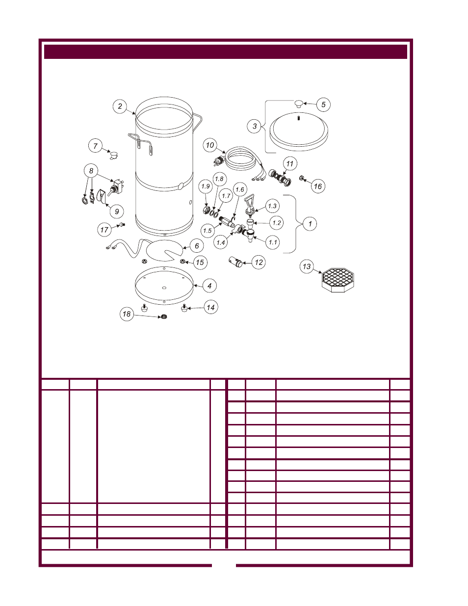 Exploded view & parts list | Wells HD8799 User Manual | Page 10 / 14