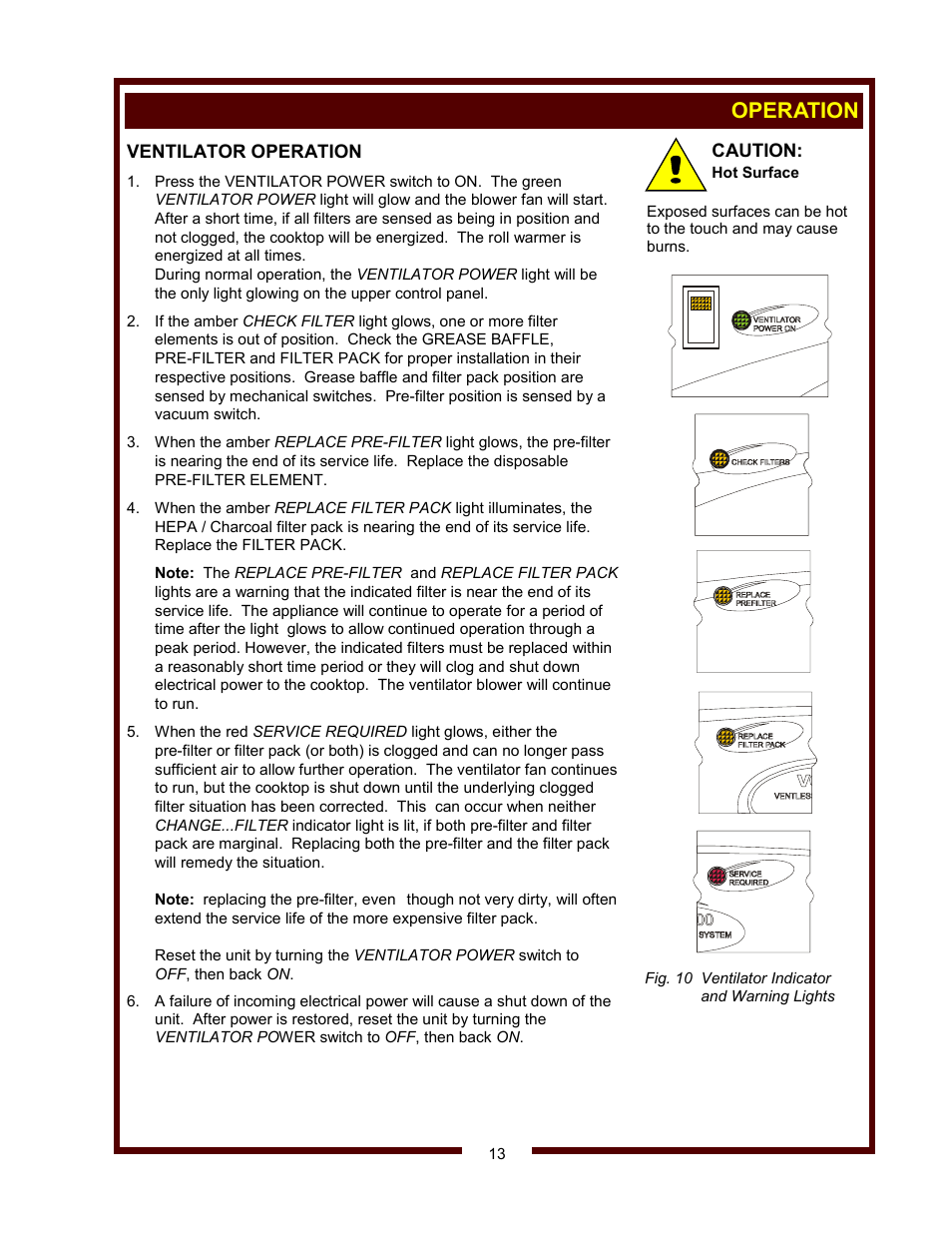 Operation | Wells WV-4HSRW User Manual | Page 15 / 28