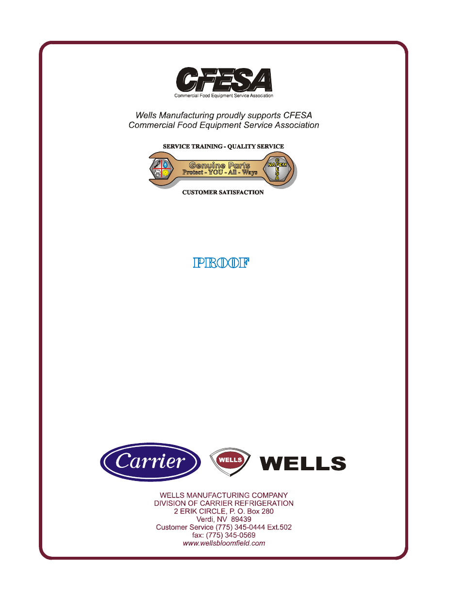 Wells WV-FGRW User Manual | Page 36 / 36