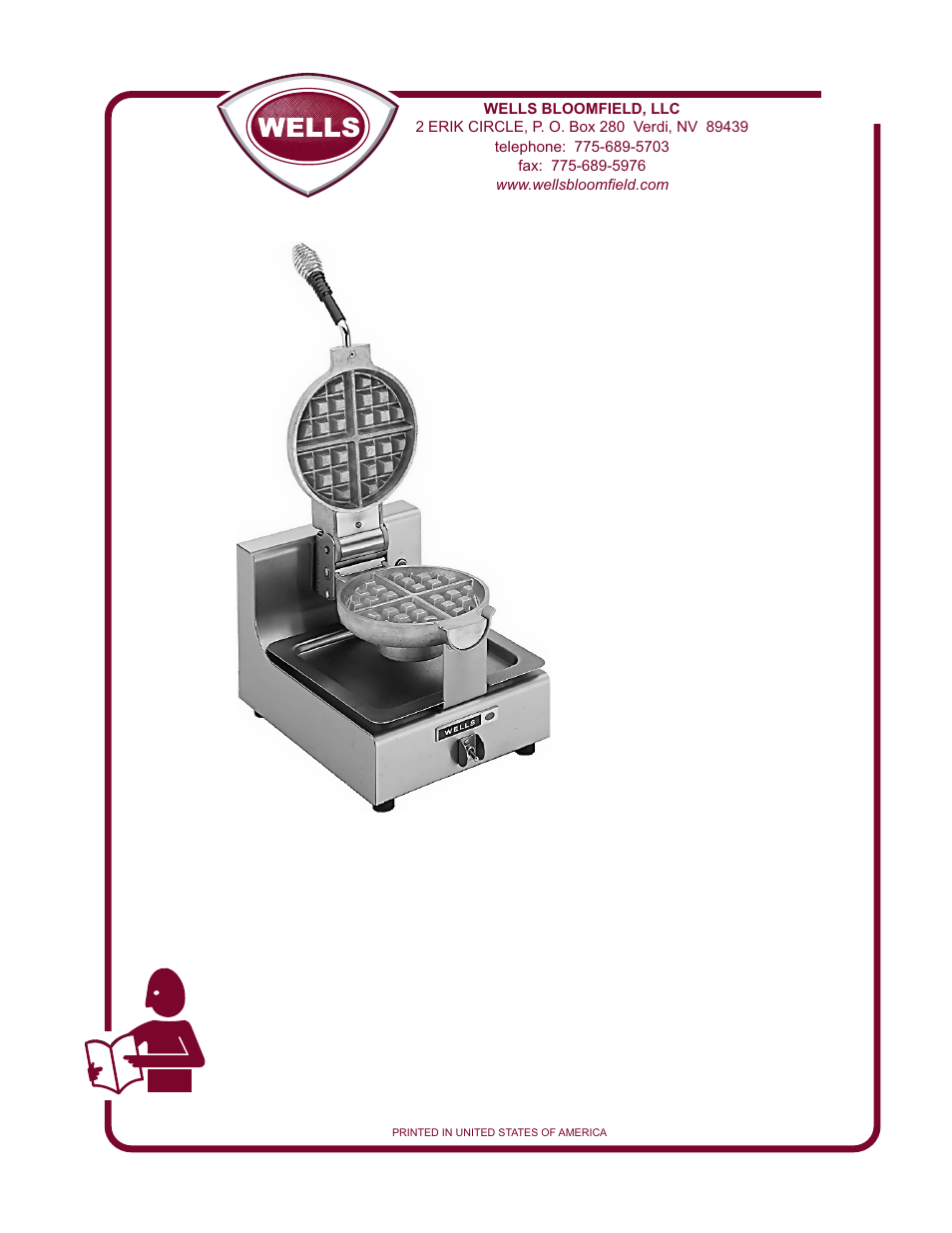 Wells Belgian Waffle Maker BWB-1S User Manual | 12 pages