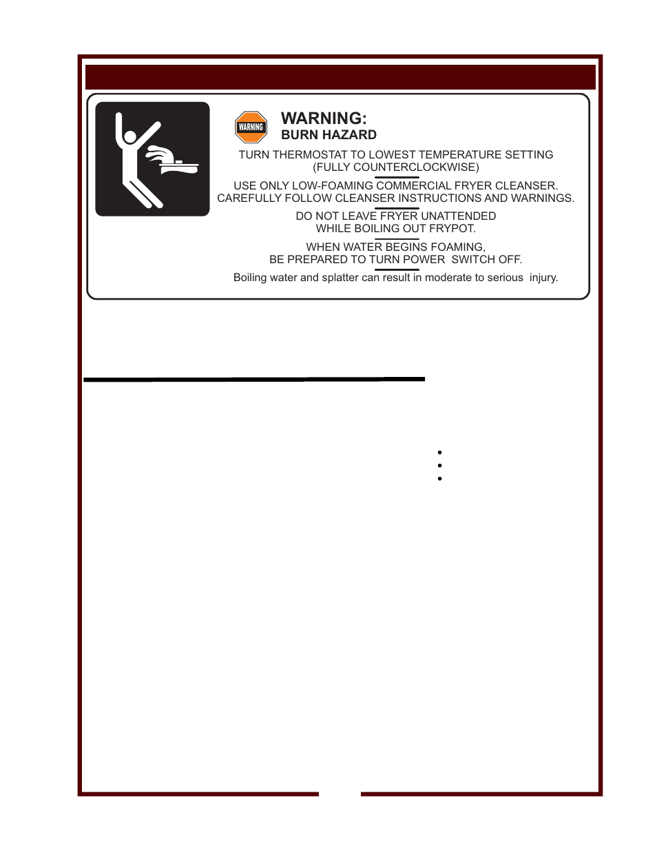 Warning, Maintenance - cleaning instructions (continued), Burn hazard | Wells WFAE-30F User Manual | Page 19 / 22