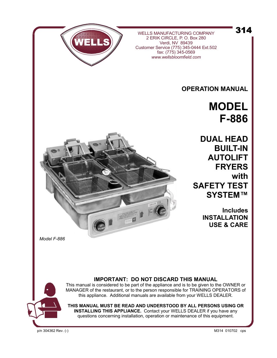 Wells F-886 User Manual | 16 pages