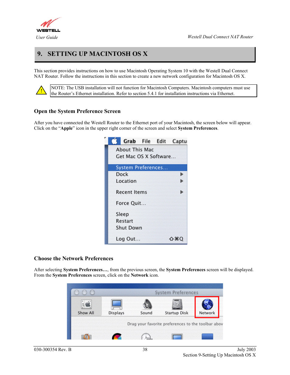 Setting up macintosh os x | Westell Technologies 2200 User Manual | Page 42 / 133