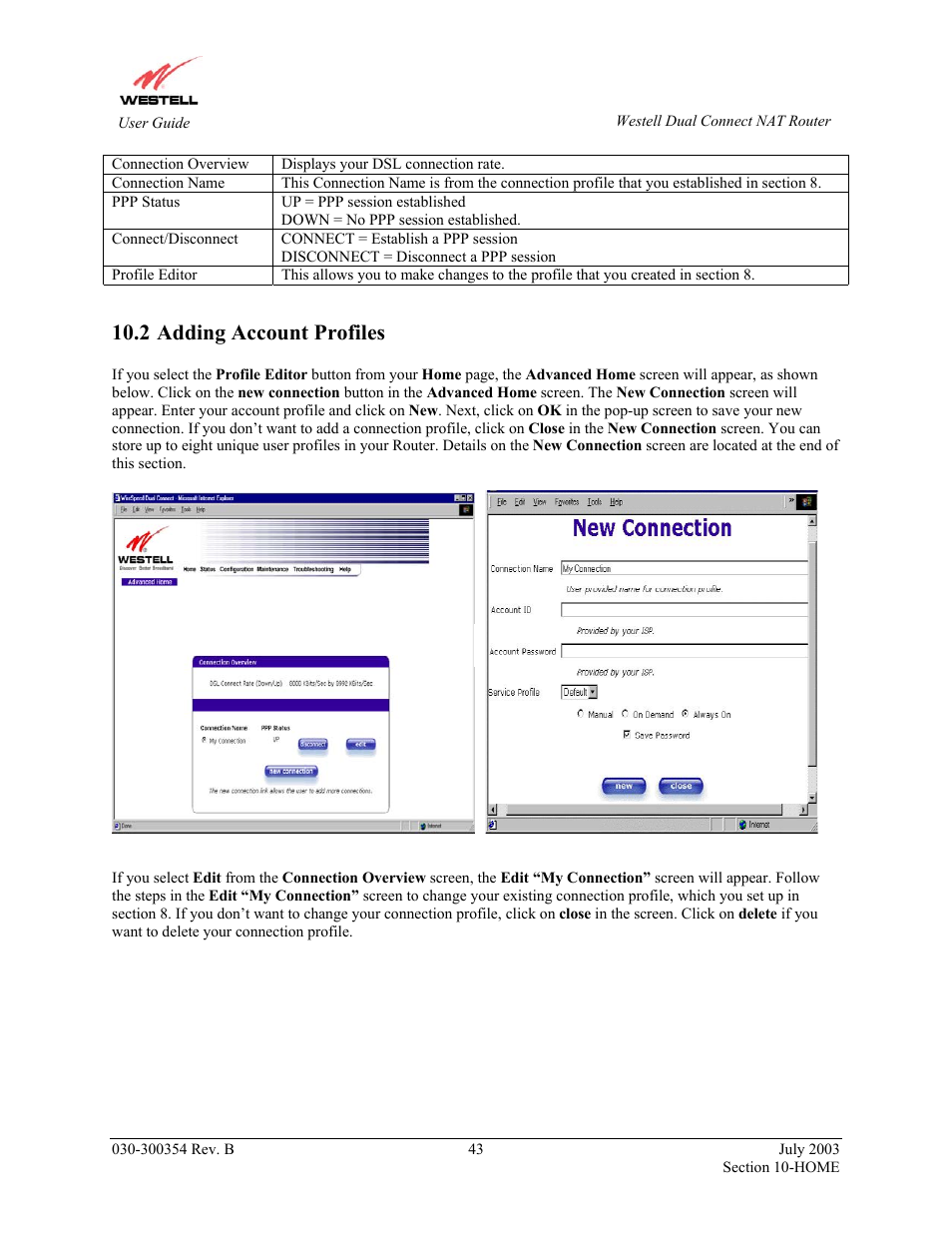 Adding account profiles, 2 adding account profiles | Westell Technologies 2200 User Manual | Page 47 / 133
