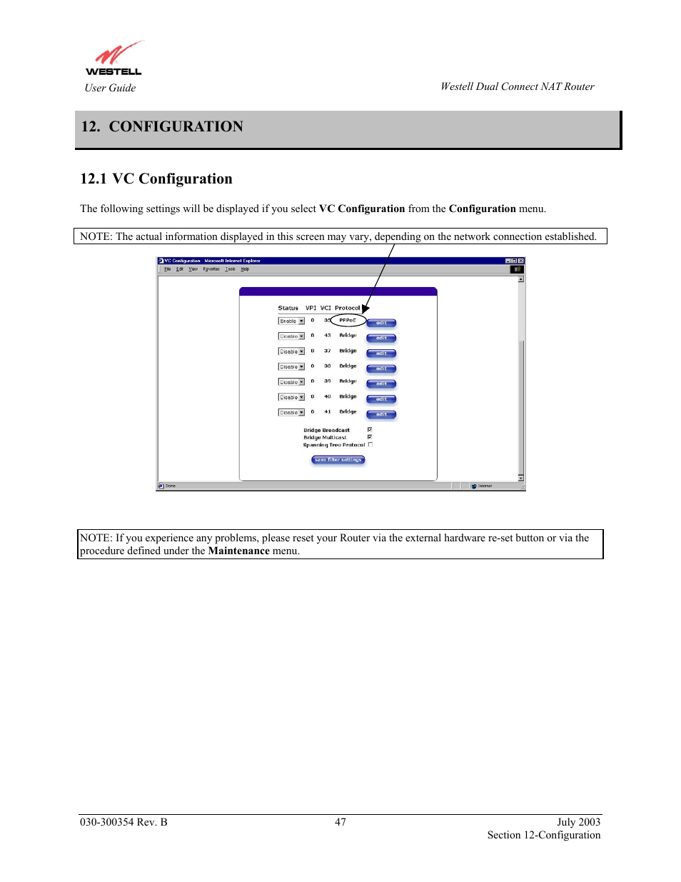 Configuration, Vc configuration, 1 vc configuration | Westell Technologies 2200 User Manual | Page 51 / 133