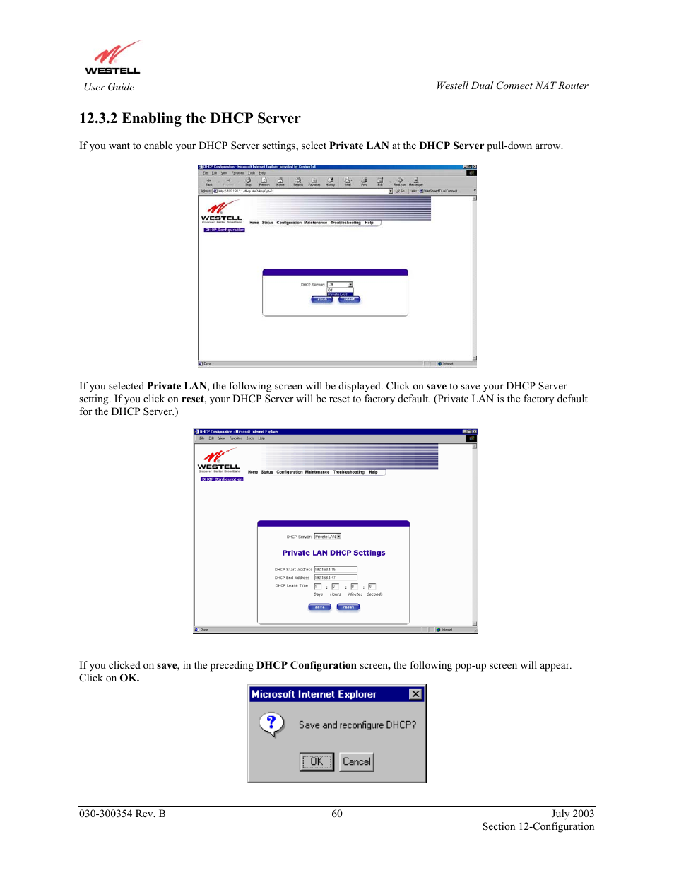 2 enabling the dhcp server | Westell Technologies 2200 User Manual | Page 64 / 133