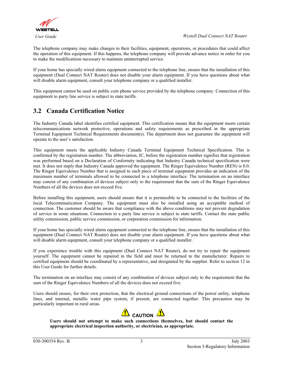 Canada certification notice, 2 canada certification notice | Westell Technologies 2200 User Manual | Page 7 / 133