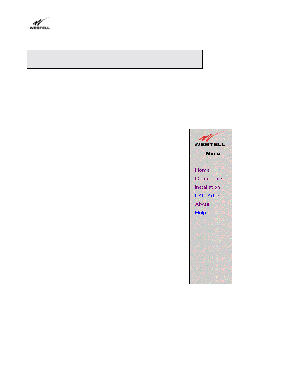 Webshare management interface, Management menu, Hare | Anagement, Nterface | Westell Technologies Webshare 36R566 User Manual | Page 30 / 44