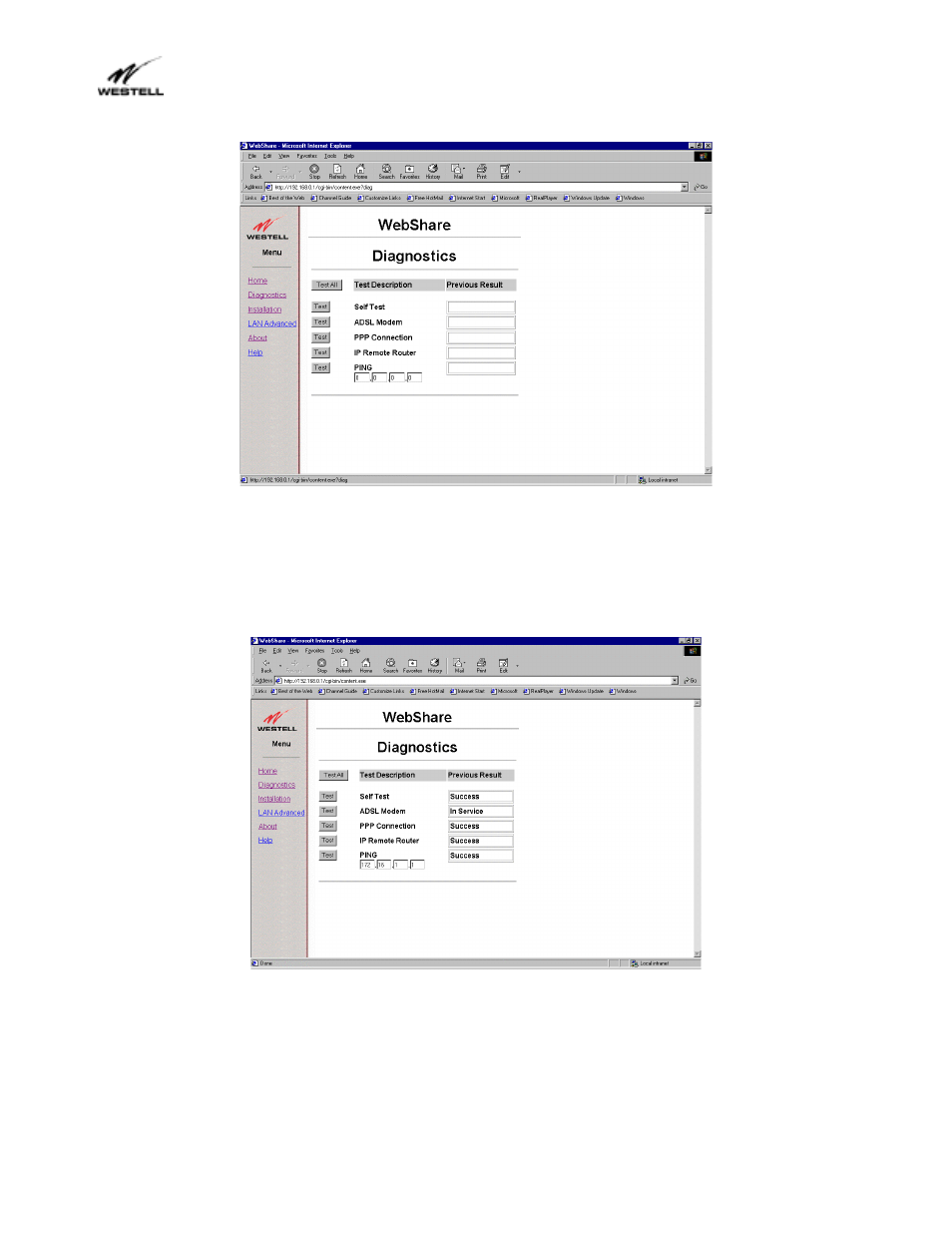 2 test all | Westell Technologies Webshare 36R566 User Manual | Page 33 / 44
